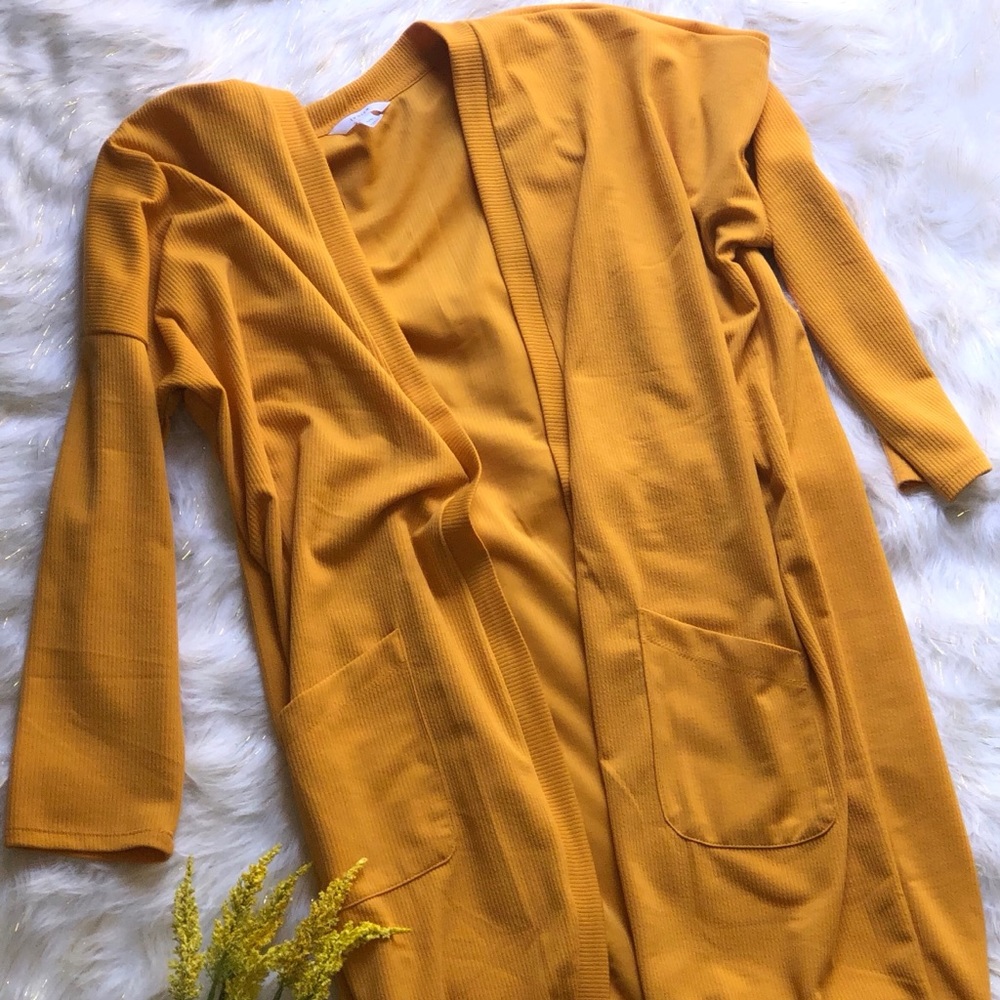 Mustard cardigan sweater